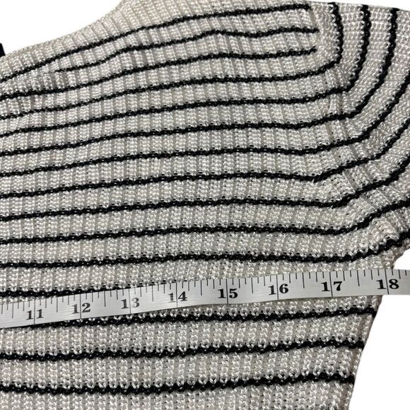 Theory Striped Boatneck Pullover Sweater Top Size Medium Ribbed Stretch Viscose - Picture 7 of 8